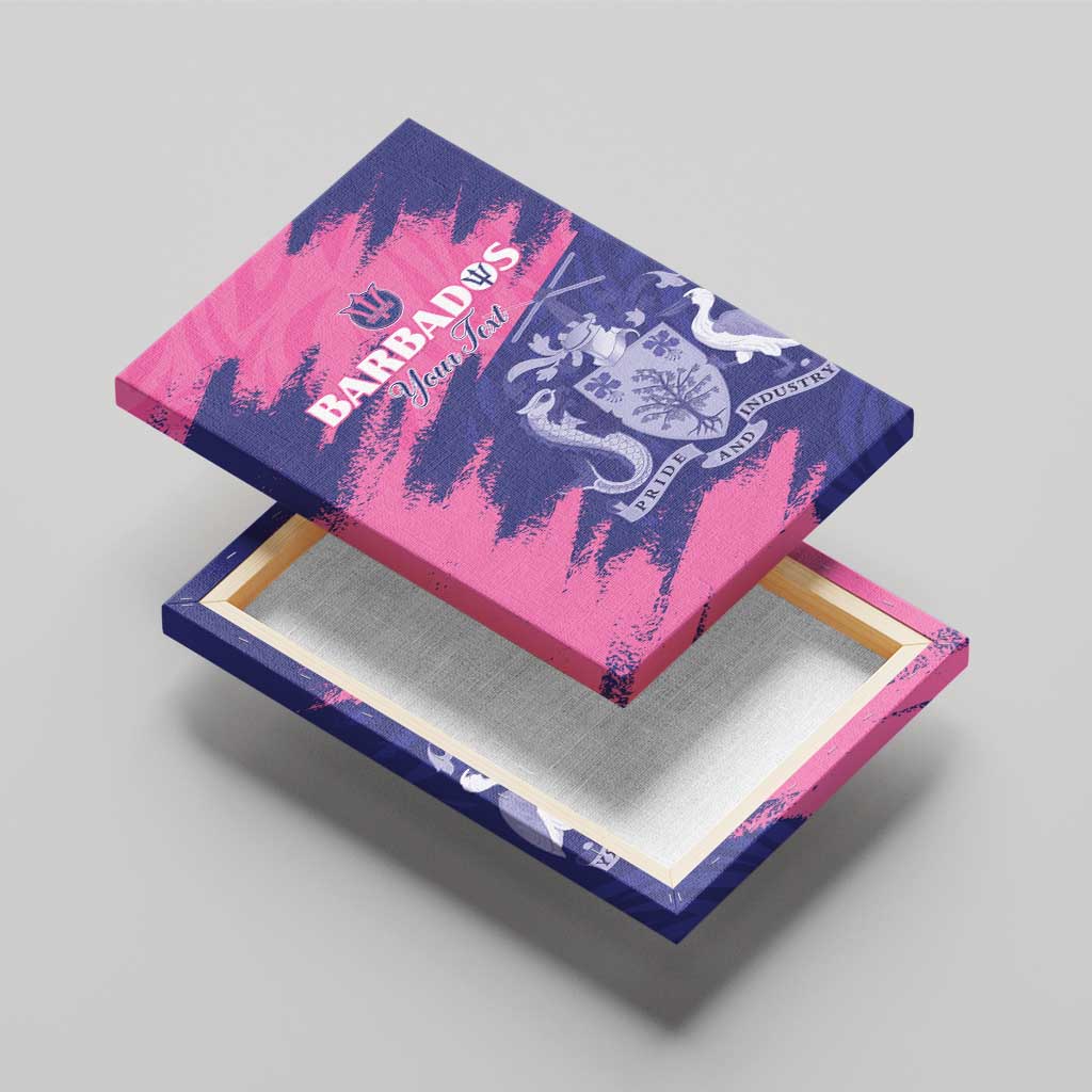 Barbados Royals Cricket Custom Canvas Wall Art Coat Of Arms Pink - Blue Color - African Pride