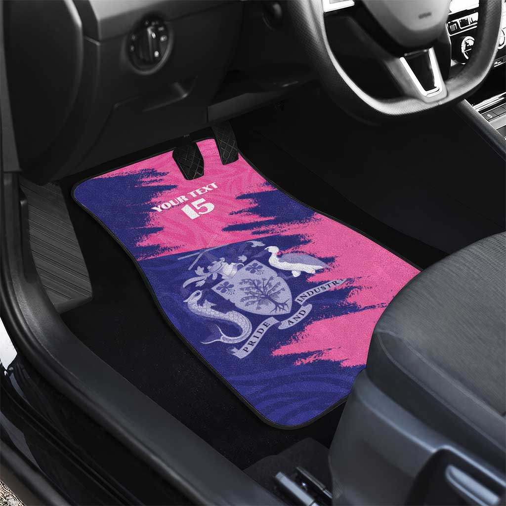 Barbados Royals Cricket Custom Car Mats Coat Of Arms Pink - Blue Color - African Pride