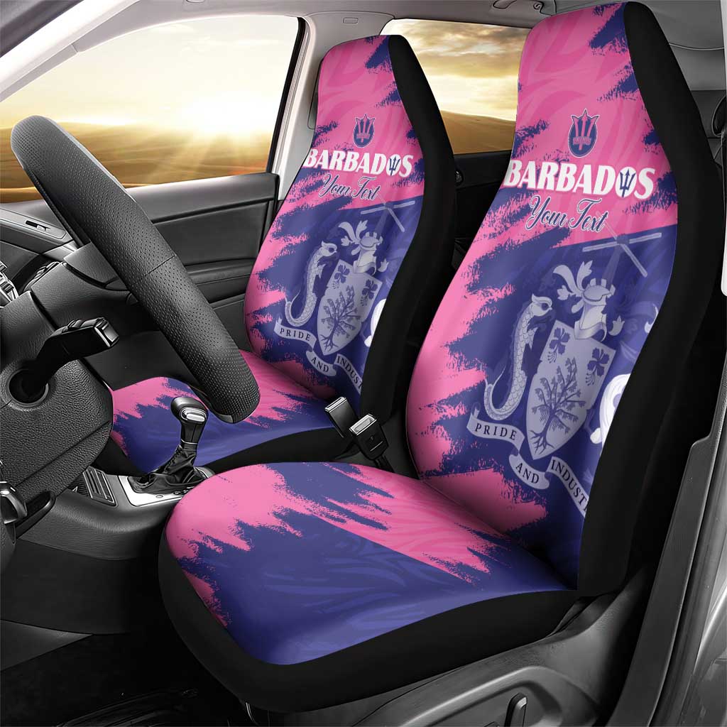 Barbados Royals Cricket Custom Car Seat Cover Coat Of Arms Pink - Blue Color - African Pride