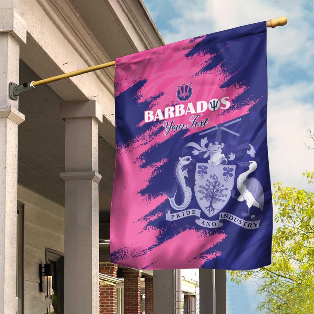 Barbados Royals Cricket Custom Garden Flag Coat Of Arms Pink - Blue Color - African Pride
