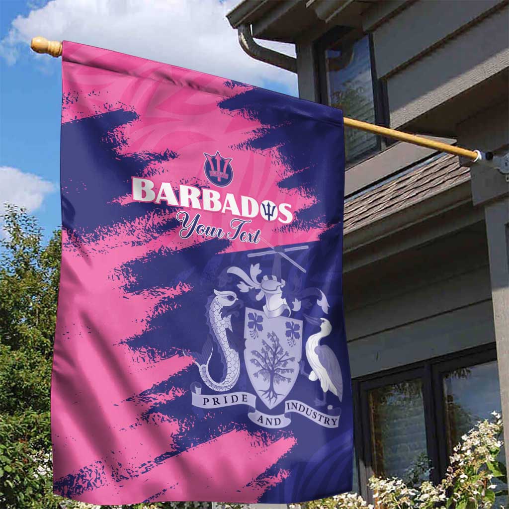 Barbados Royals Cricket Custom Garden Flag Coat Of Arms Pink - Blue Color - African Pride