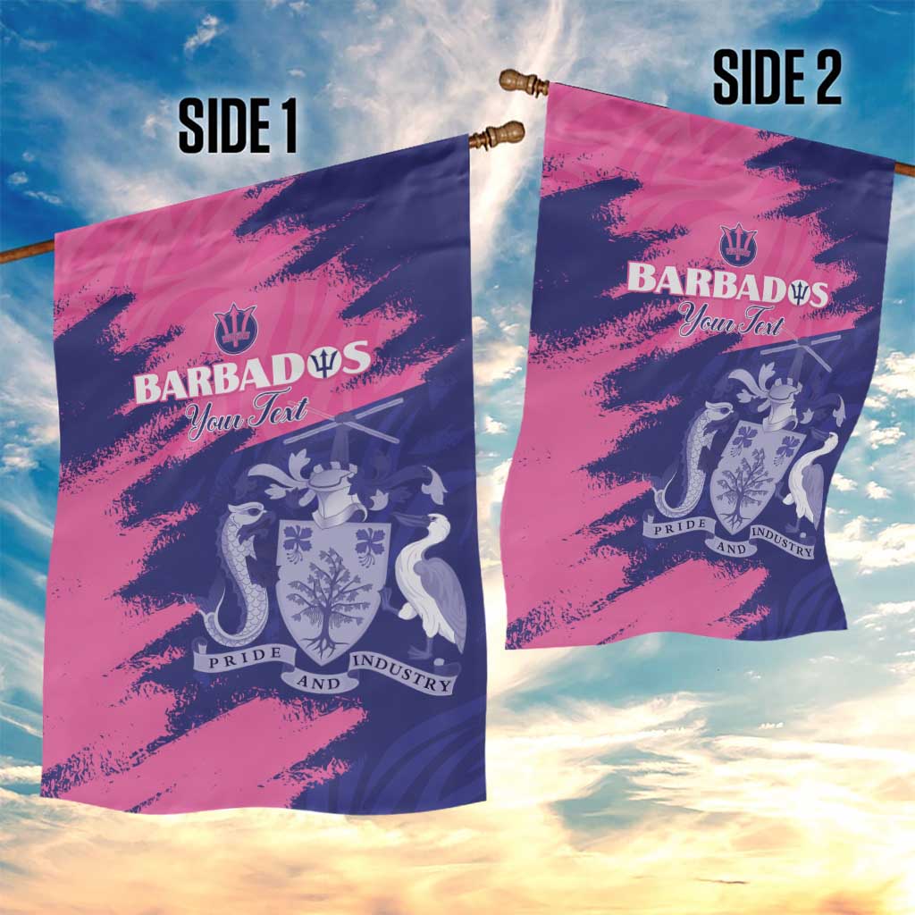 Barbados Royals Cricket Custom Garden Flag Coat Of Arms Pink - Blue Color - African Pride