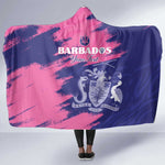 Barbados Royals Cricket Custom Hooded Blanket Coat Of Arms Pink - Blue Color - African Pride