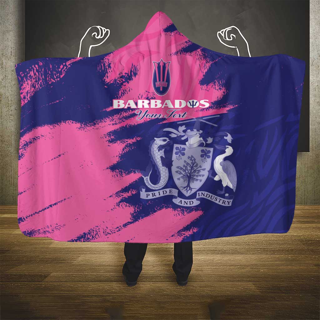 Barbados Royals Cricket Custom Hooded Blanket Coat Of Arms Pink - Blue Color - African Pride