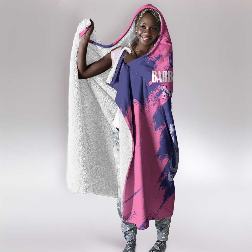 Barbados Royals Cricket Custom Hooded Blanket Coat Of Arms Pink - Blue Color - African Pride