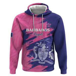 Barbados Royals Cricket Custom Hoodie Coat Of Arms Pink - Blue Color - African Pride