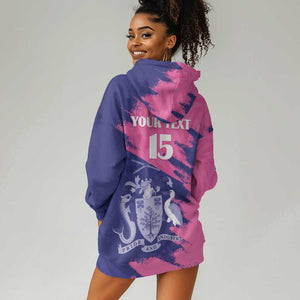 Barbados Royals Cricket Custom Hoodie Dress Coat Of Arms Pink - Blue Color - African Pride