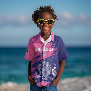 Barbados Royals Cricket Custom Kid Hawaiian Shirt Coat Of Arms Pink - Blue Color - African Pride