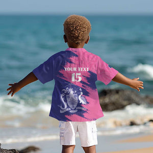 Barbados Royals Cricket Custom Kid Hawaiian Shirt Coat Of Arms Pink - Blue Color - African Pride