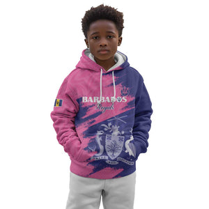 Barbados Royals Cricket Custom Kid Hoodie Coat Of Arms Pink - Blue Color - African Pride