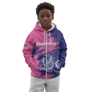 Barbados Royals Cricket Custom Kid Hoodie Coat Of Arms Pink - Blue Color - African Pride