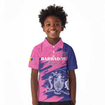 Barbados Royals Cricket Custom Kid Polo Shirt Coat Of Arms Pink - Blue Color - African Pride