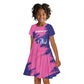 Barbados Royals Cricket Custom Kid Short Sleeve Dress Coat Of Arms Pink - Blue Color - African Pride