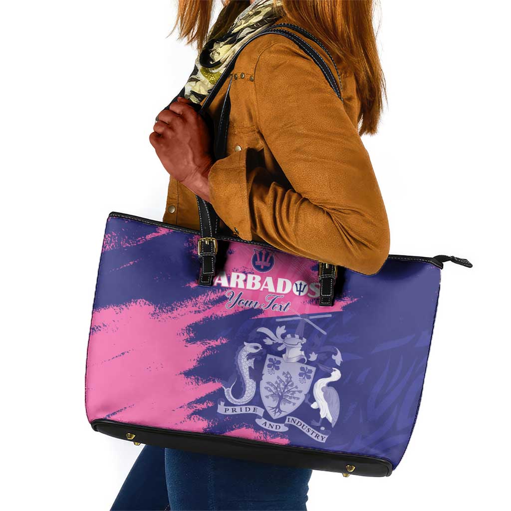 Barbados Royals Cricket Custom Leather Tote Bag Coat Of Arms Pink - Blue Color - African Pride