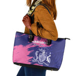 Barbados Royals Cricket Custom Leather Tote Bag Coat Of Arms Pink - Blue Color - African Pride