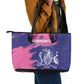 Barbados Royals Cricket Custom Leather Tote Bag Coat Of Arms Pink - Blue Color - African Pride