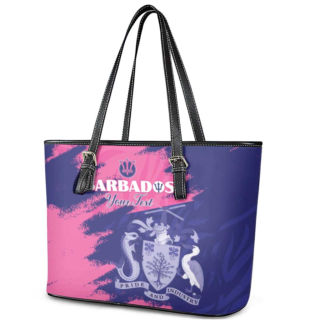 Barbados Royals Cricket Custom Leather Tote Bag Coat Of Arms Pink - Blue Color - African Pride