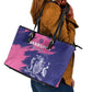 Barbados Royals Cricket Custom Leather Tote Bag Coat Of Arms Pink - Blue Color - African Pride