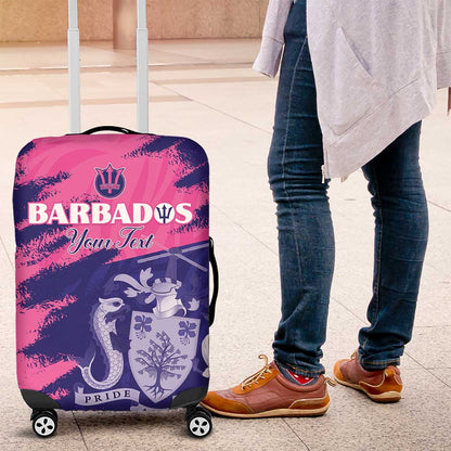 Barbados Royals Cricket Custom Luggage Cover Coat Of Arms Pink - Blue Color - African Pride
