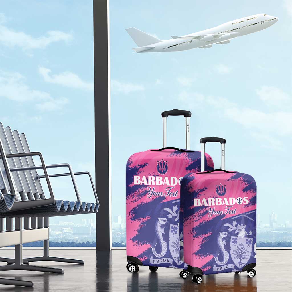 Barbados Royals Cricket Custom Luggage Cover Coat Of Arms Pink - Blue Color - African Pride