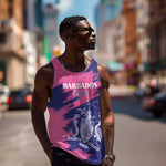 Barbados Royals Cricket Custom Men Tank Top Coat Of Arms Pink - Blue Color - African Pride