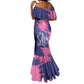 Barbados Royals Cricket Custom Mermaid Dress Coat Of Arms Pink - Blue Color - African Pride