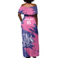 Barbados Royals Cricket Custom Off Shoulder Maxi Dress Coat Of Arms Pink - Blue Color - African Pride