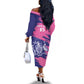 Barbados Royals Cricket Custom Off The Shoulder Long Sleeve Dress Coat Of Arms Pink - Blue Color - African Pride