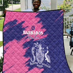 Barbados Royals Cricket Custom Quilt Coat Of Arms Pink - Blue Color - African Pride