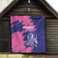 Barbados Royals Cricket Custom Quilt Coat Of Arms Pink - Blue Color - African Pride