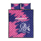 Barbados Royals Cricket Custom Quilt Bed Set Coat Of Arms Pink - Blue Color - African Pride