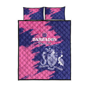 Barbados Royals Cricket Custom Quilt Bed Set Coat Of Arms Pink - Blue Color - African Pride