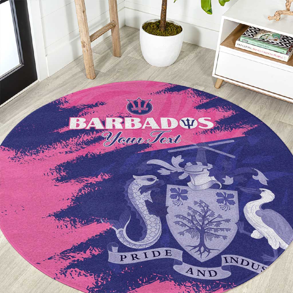 Barbados Royals Cricket Custom Round Carpet Coat Of Arms Pink - Blue Color - African Pride