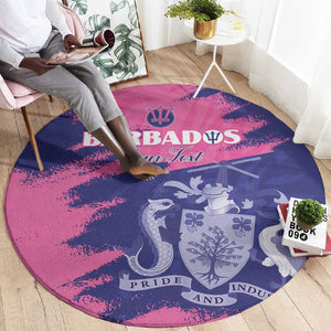 Barbados Royals Cricket Custom Round Carpet Coat Of Arms Pink - Blue Color - African Pride