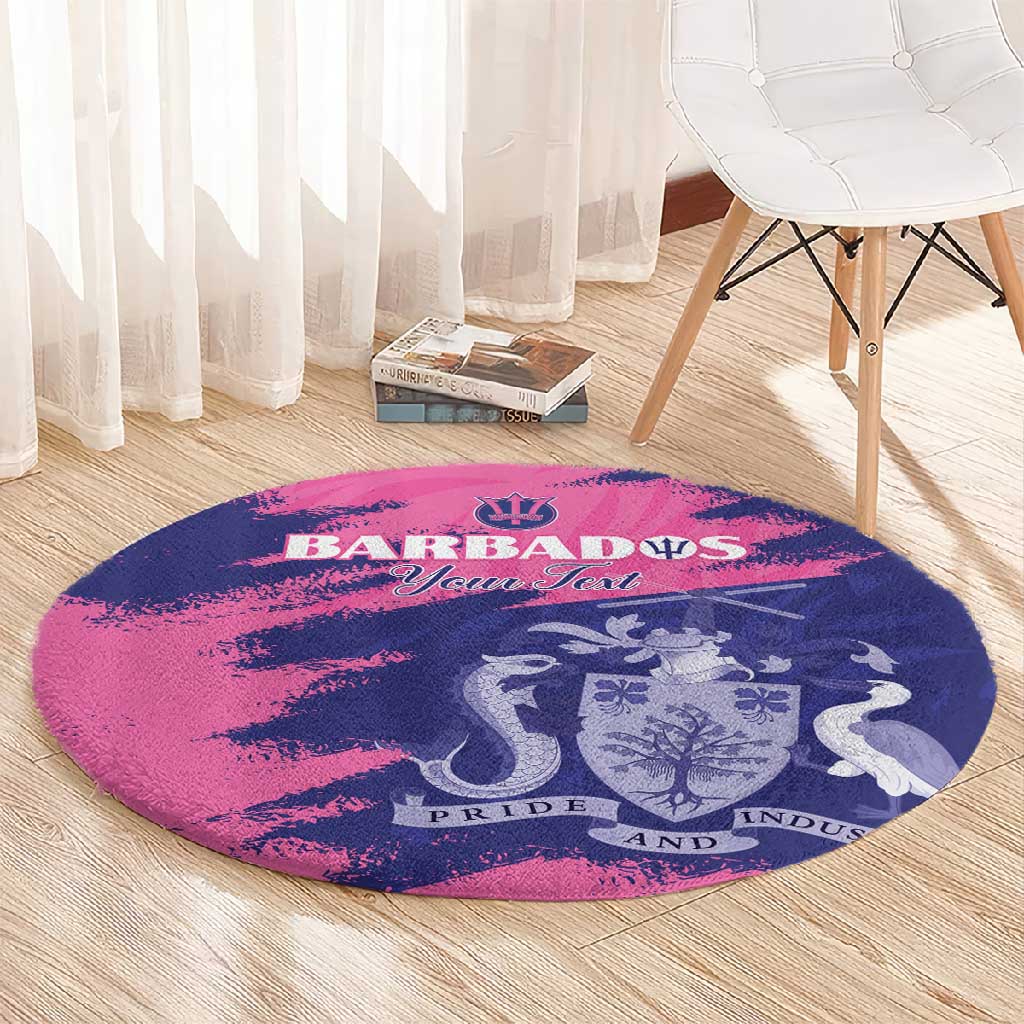 Barbados Royals Cricket Custom Round Carpet Coat Of Arms Pink - Blue Color - African Pride