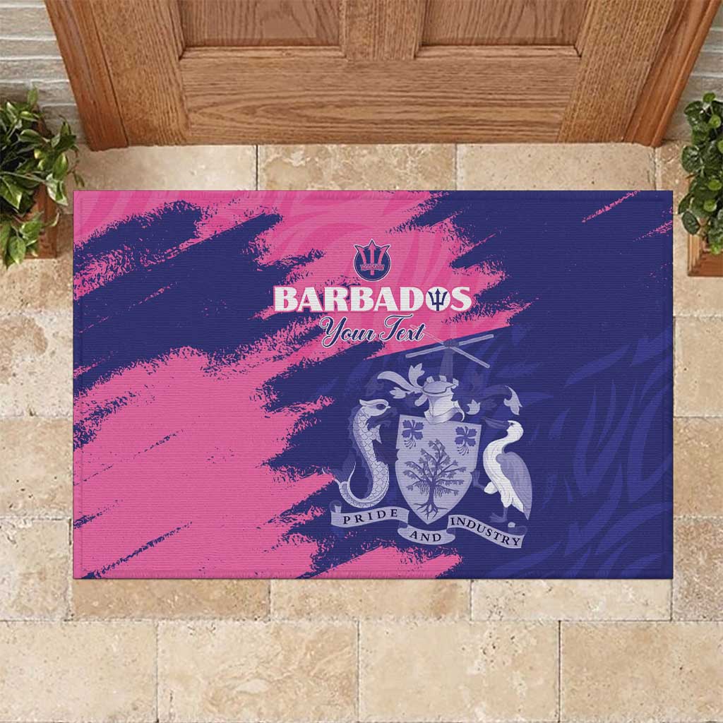Barbados Royals Cricket Custom Rubber Doormat Coat Of Arms Pink - Blue Color - African Pride