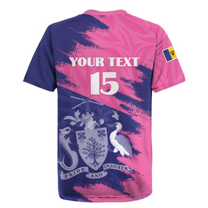Barbados Royals Cricket Custom Rugby Jersey Coat Of Arms Pink - Blue Color - African Pride