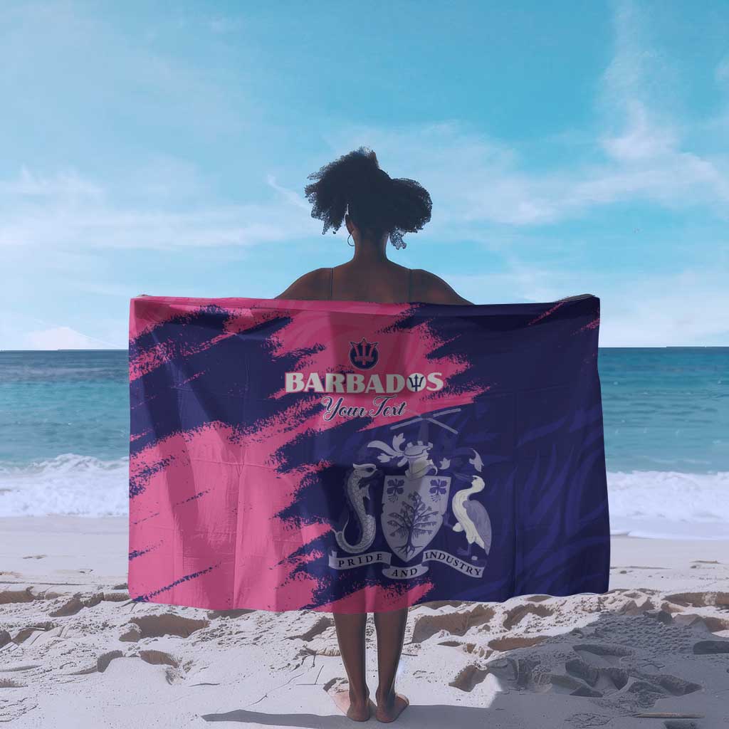 Barbados Royals Cricket Custom Sarong Coat Of Arms Pink - Blue Color - African Pride