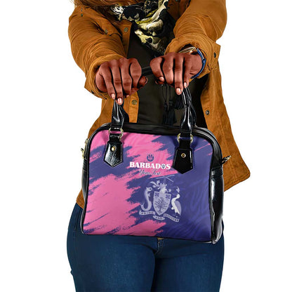 Barbados Royals Cricket Custom Shoulder Handbag Coat Of Arms Pink - Blue Color - African Pride