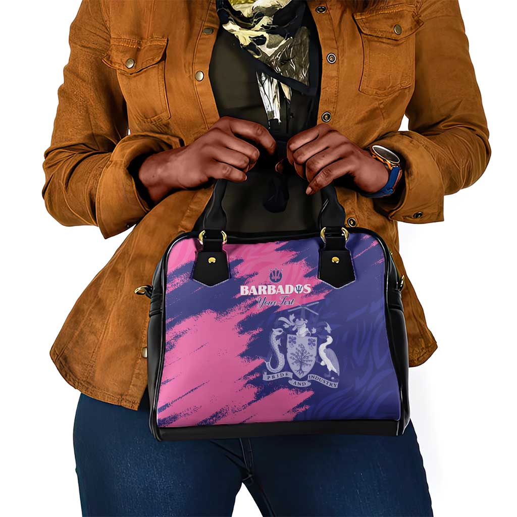 Barbados Royals Cricket Custom Shoulder Handbag Coat Of Arms Pink - Blue Color - African Pride