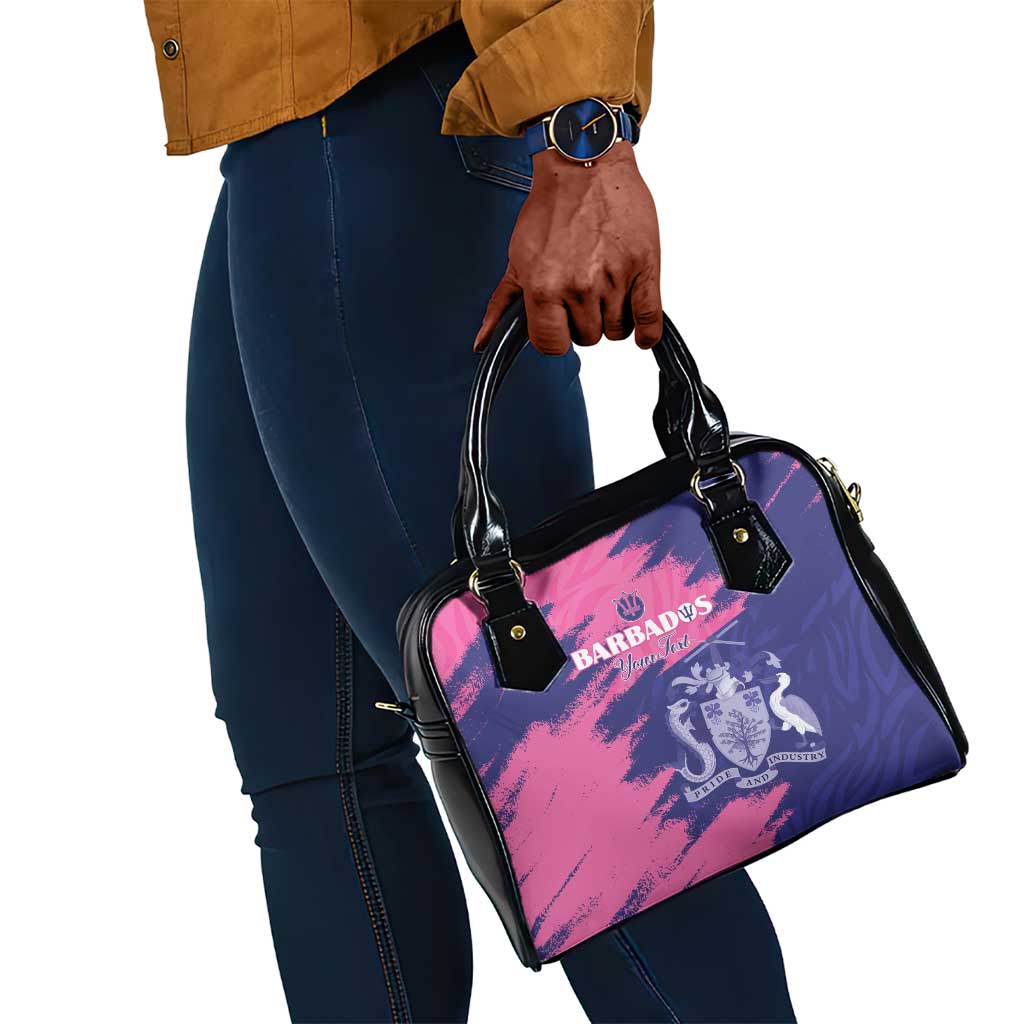 Barbados Royals Cricket Custom Shoulder Handbag Coat Of Arms Pink - Blue Color - African Pride