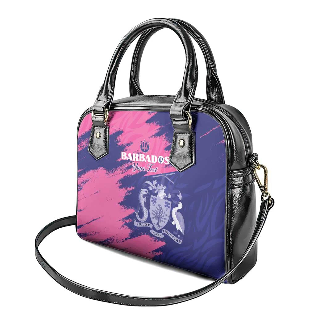 Barbados Royals Cricket Custom Shoulder Handbag Coat Of Arms Pink - Blue Color - African Pride
