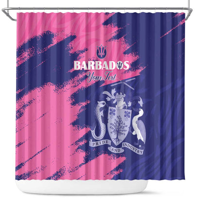 Barbados Royals Cricket Custom Shower Curtain Coat Of Arms Pink - Blue Color - African Pride