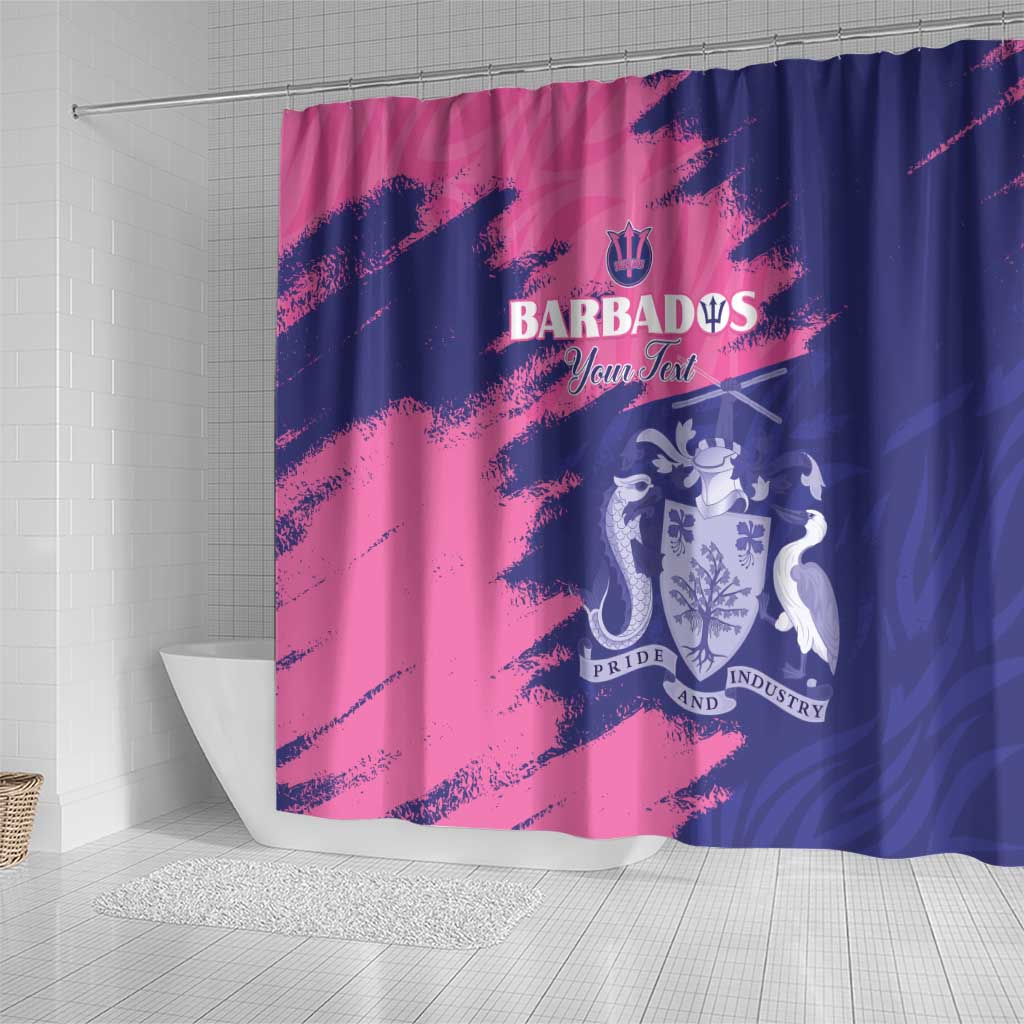 Barbados Royals Cricket Custom Shower Curtain Coat Of Arms Pink - Blue Color - African Pride