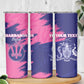Barbados Royals Cricket Custom Skinny Tumbler Coat Of Arms Pink - Blue Color - African Pride