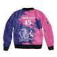 Barbados Royals Cricket Custom Sleeve Zip Bomber Jacket Coat Of Arms Pink - Blue Color - African Pride