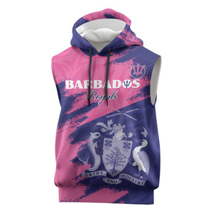 Barbados Royals Cricket Sleeveless Hoodie Coat Of Arms Pink - Blue Color - African Pride
