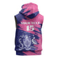 Barbados Royals Cricket Sleeveless Hoodie Coat Of Arms Pink - Blue Color - African Pride
