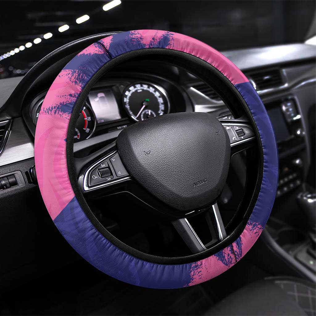 Barbados Royals Cricket Steering Wheel Cover Coat Of Arms Pink - Blue Color - African Pride
