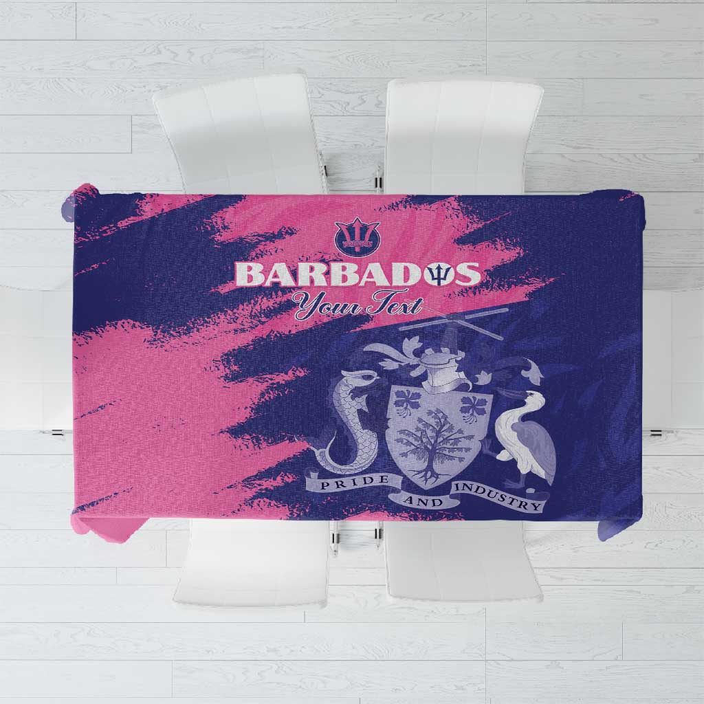 Barbados Royals Cricket Custom Tablecloth Coat Of Arms Pink - Blue Color - African Pride